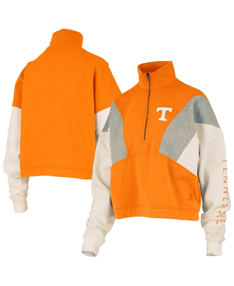 Pressbox Women's Tennessee Orange Volunteers Ferrara Color Block Quarter-Zip Sweatshirt