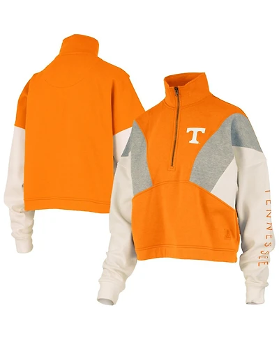 Pressbox Women's Tennessee Orange Volunteers Ferrara Color Block Quarter-Zip Sweatshirt