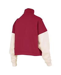 Pressbox Women's Crimson Alabama Tide Ferrara Color Block Quarter-Zip Sweatshirt