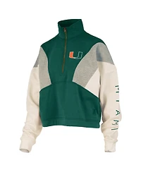 Pressbox Women's Green Miami Hurricanes Ferrara Color Block Quarter-Zip Sweatshirt