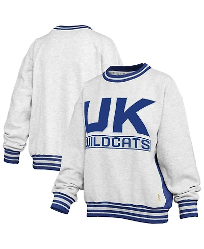 Pressbox Women's Heather Gray/Royal Kentucky Wildcats Endzone Crewneck Sweatshirt