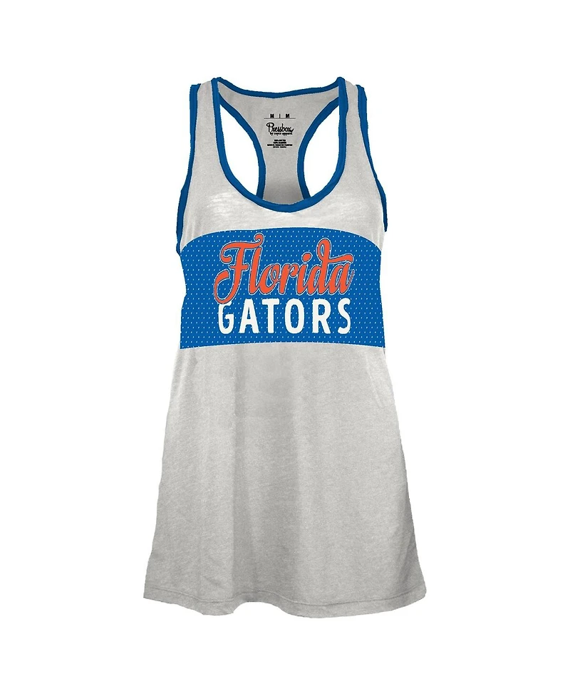 Pressbox Women's White/Royal Florida Gators Tracy Racerback Burnout Tank Top