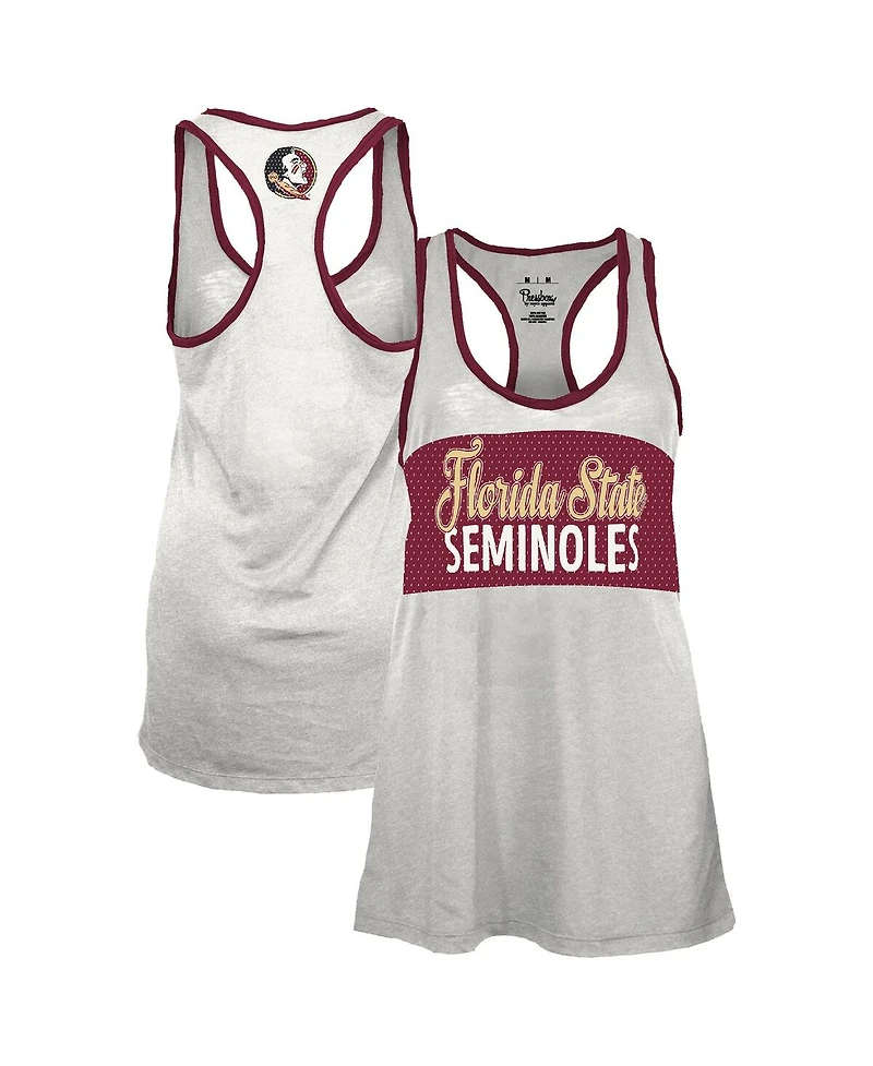 Pressbox Women's White/Garnet Florida State Seminoles Tracy Racerback Burnout Tank Top