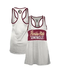 Pressbox Women's White/Garnet Florida State Seminoles Tracy Racerback Burnout Tank Top