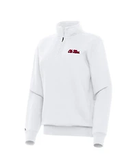 Antigua Women's White Ole Miss Rebels Victory Quarter-Zip Sweatshirt