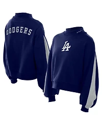 New Era Men's Navy Los Angeles Dodgers Mock Neck Balloon Sleeve Sweatshirt