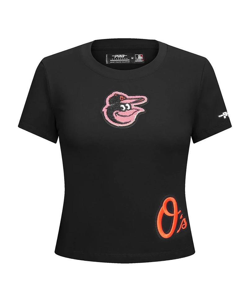Pro Standard Women's Black Baltimore Orioles Game Day Classics Baby Doll Cropped T-Shirt
