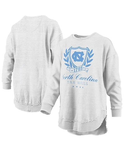 Pressbox Women's Heather Gray North Carolina Tar Heels Field Day Melange Poncho Pullover Sweatshirt