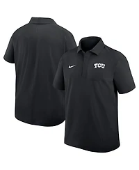 Nike Men's Black Tcu Horned Frogs Woven Dri-fit Polo Shirt