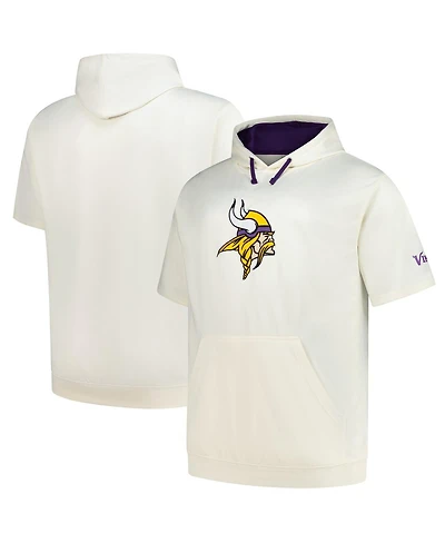 Profile Men's Oatmeal Minnesota Vikings Big Tall Chest Print and Logo Short Sleeve Pullover Hoodie
