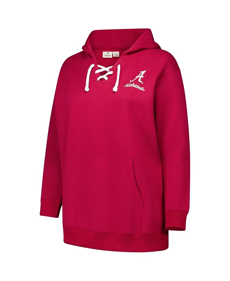 Fanatics Women's Crimson Alabama Tide Plus Scrip Lace-Up V-Neck Hoodie
