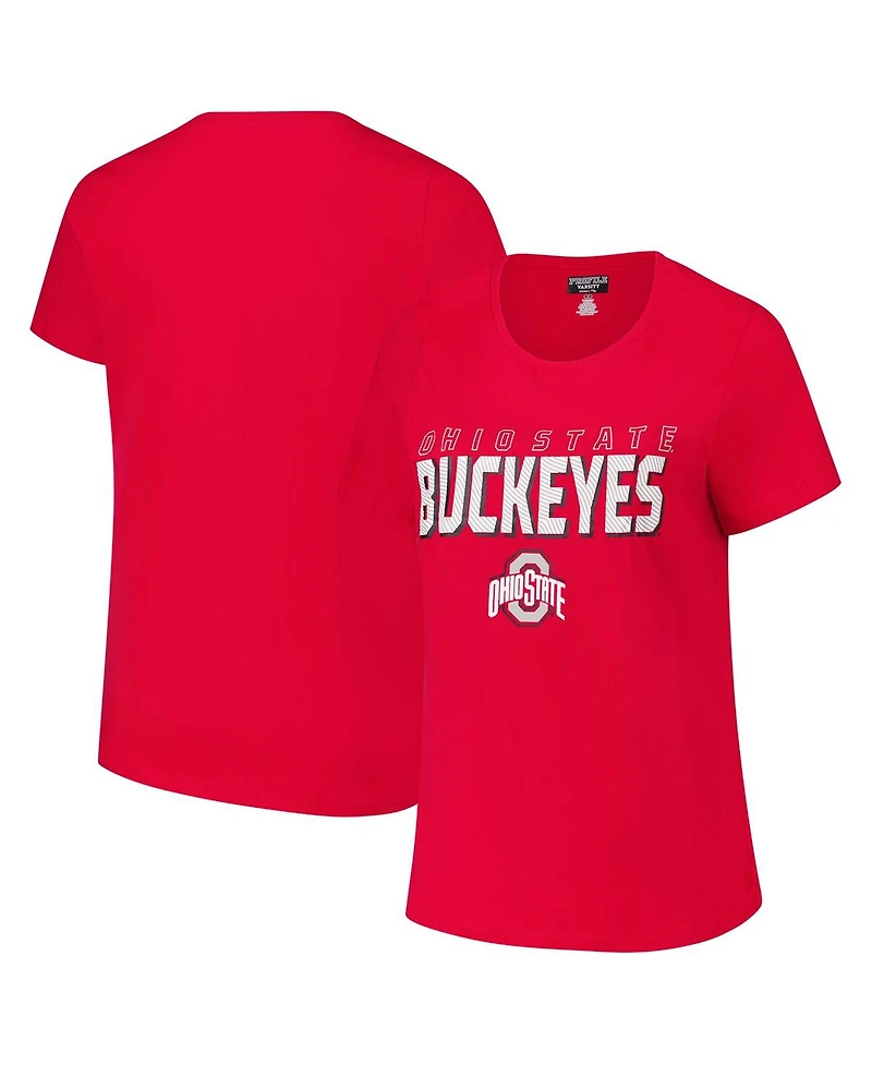 Fanatics Women's Scarlet Ohio State Buckeyes Plus Lean Scoop Neck T-Shirt