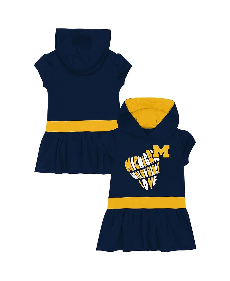 Outerstuff Girls Toddler Navy Michigan Wolverines Team Love French Terry Hoodie Dress