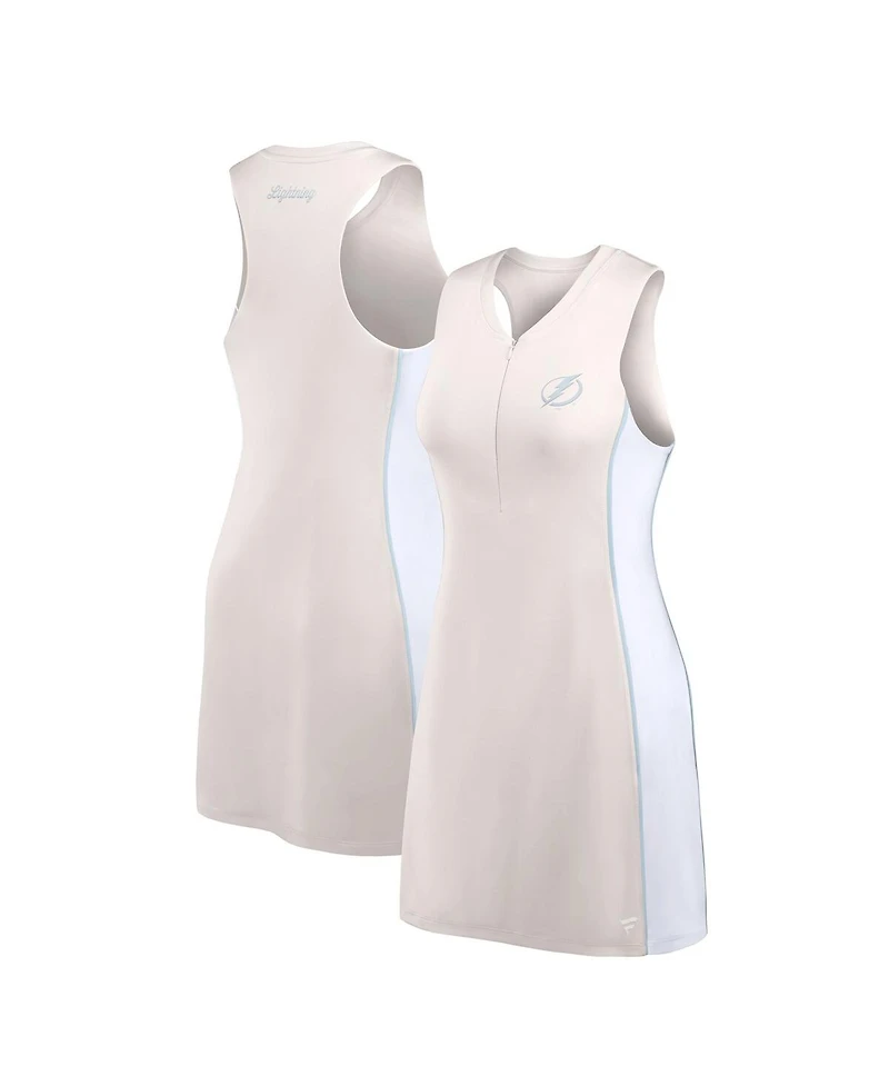 Fanatics Women's Tan Tampa Bay Lightning Studio Boost Athletic Half-Zip Dress