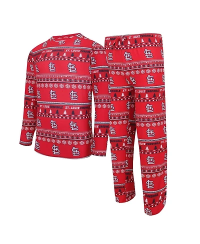 Concept Sport Men's Red St. Louis Cardinals Knit Ugly Sweater Long Sleeve Top and Pants Set