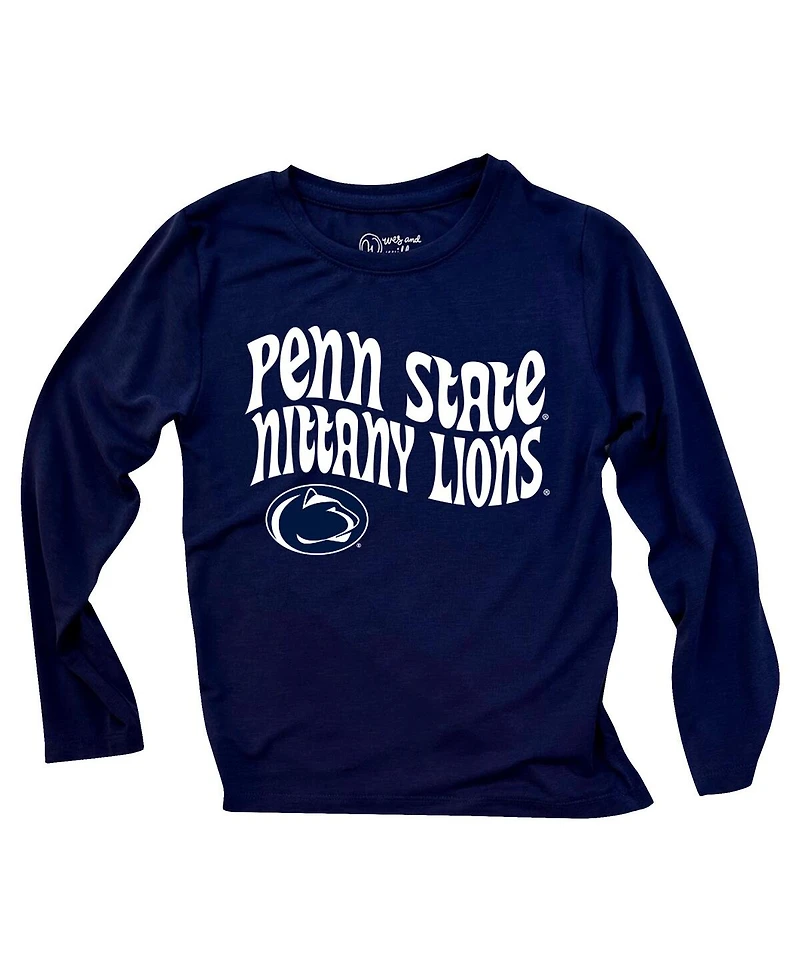 Wes & Willy Toddler 2-Piece Penn State Nittany Lions Long Sleeve Top and Striped Tri-Blend Leggings Set