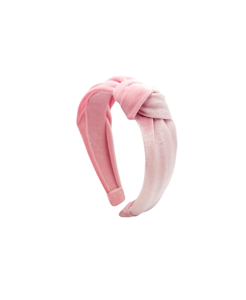 Bits & Bows Girls' Velvet Knot Headband in Pink