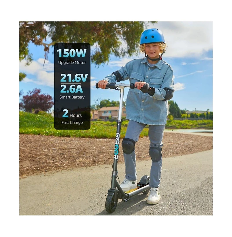 Kids' Electric Scooter with Led Display, 150W High-Power Motor, Dual Brake System