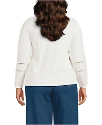 Lands' End Women's Plus Long Sleeve Slub Pintuck Top