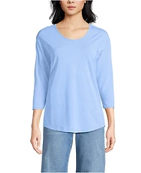 Lands' End Women's 3/4 Sleeve Lightweight Jersey Shirttail Tee