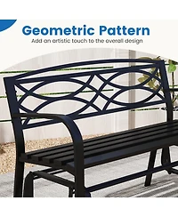 Gymax 2-Person Glider Bench w/ Metal Frame Armrests Geometric Backrest Outdoor