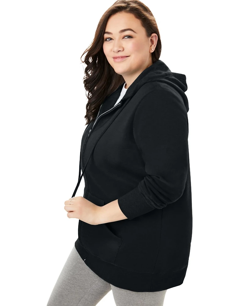 Woman Within Plus Better Fleece Zip-Front Hoodie