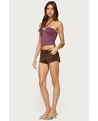 Edikted Women's Abstract Metal Detail Halter Top