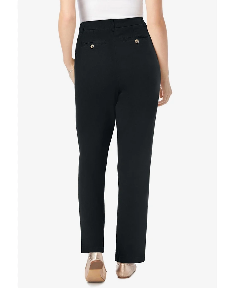 Woman Within Women's Tall Adjustable Waist Straight-Leg Chino