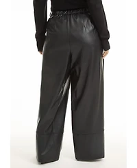 June + Vie Women's Cuffed Faux Leather Pants