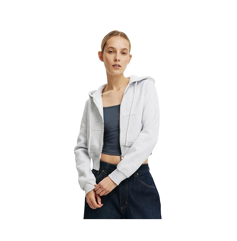 Cotton On Women's Premium Cropped Zip Through Hoodie