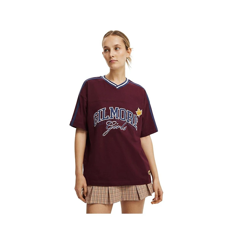 Cotton On Women's Lcn V Neck Retro Graphic Boxy Tee