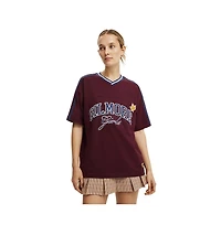 Cotton On Women's Lcn V Neck Retro Graphic Boxy Tee