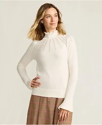 Lands' End Women's Cotton Pointelle Turtleneck Sweater