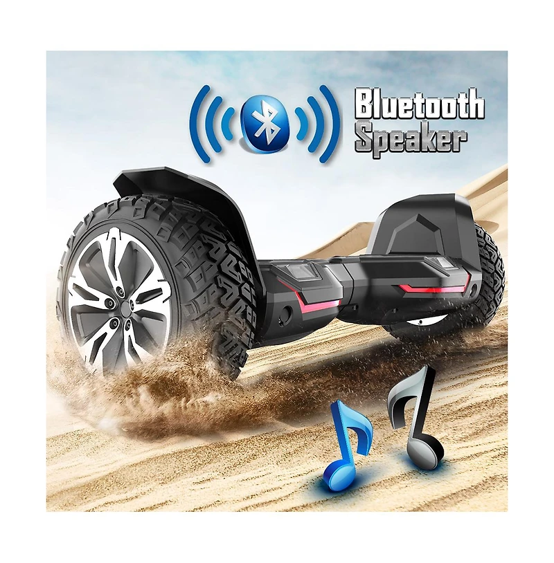 Warrior 8.5" All-Terrain Electric Balance Scooter-42V, 1.5A, 50Hz/60Hz, Music Speakers, Colorful Led Lights | Valentine's Day Gift for Teens, Fam