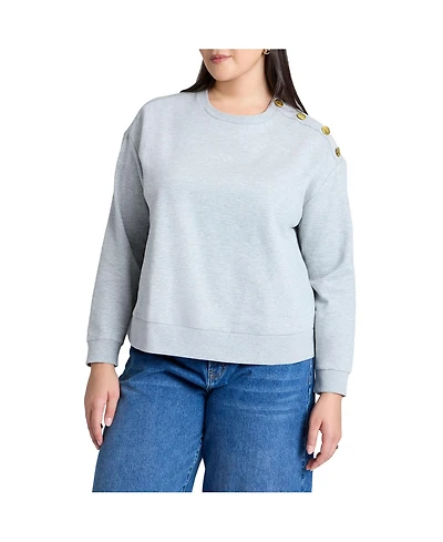 Eloquii Women's Shoulder-Button Sweatshirt