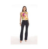 The Noli Shop Womens Rina Tie Neck Blouse - Floral Print