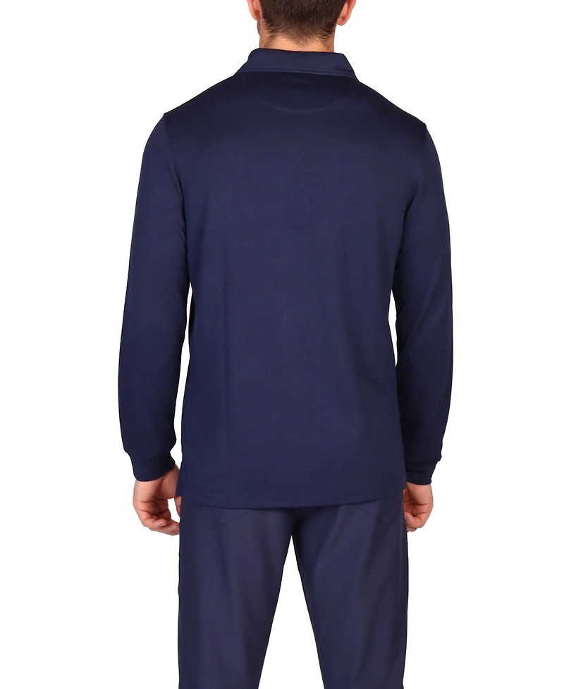 Tailorbyrd Men's Solid Modal Long Sleeve Polo