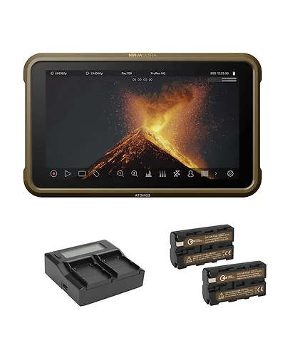 Atomos Atomos Ninja Ultra 5.2" Hdr Monitor-Recorder, Bundle with 2x Np-F550 Batteries and Dual Smart Charger with Lcd Screen Base and Plates Kit
