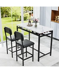 Casainc 3 Piece Dining Table Set with 2 Upholstered Chairs for Kitchen or Small Apartment