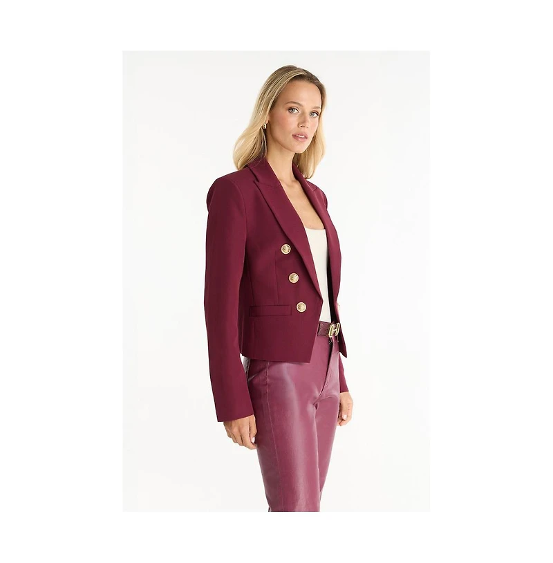 The Noli Shop Womens Gabrielle Double Breasted Blazer - Merlot