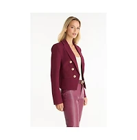 The Noli Shop Womens Gabrielle Double Breasted Blazer - Merlot