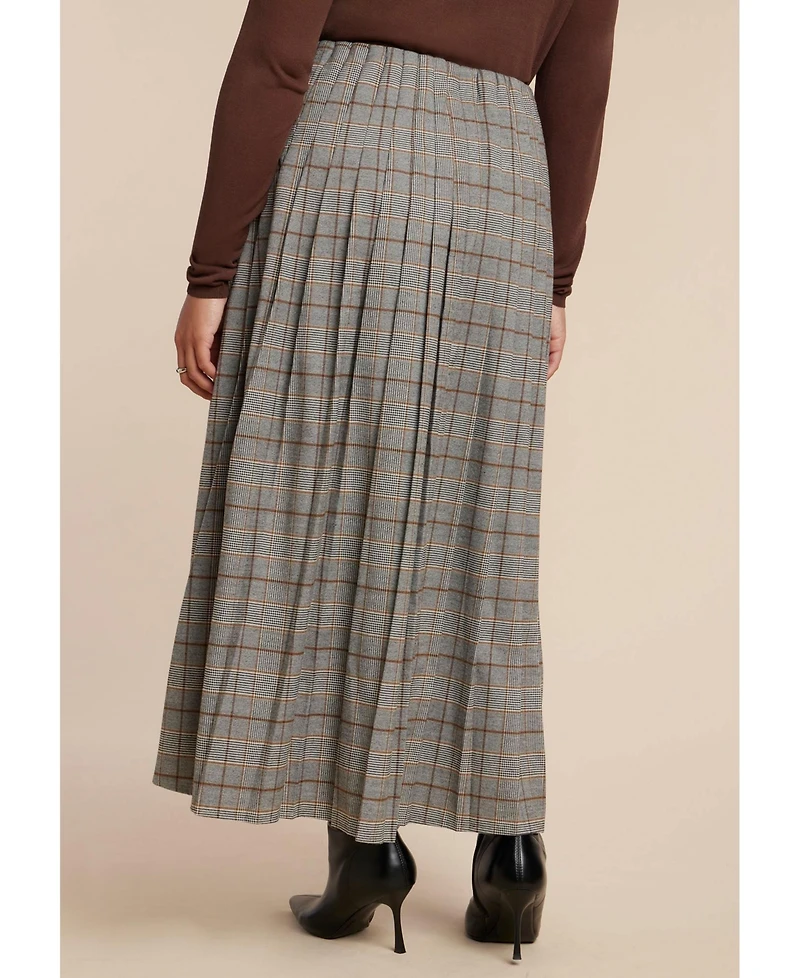 Eloquii Women's Maxi Pleated Skirt With Buckle Detail And Slit