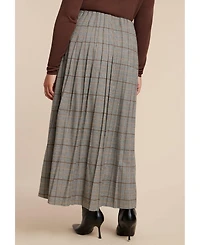 Eloquii Women's Maxi Pleated Skirt With Buckle Detail And Slit