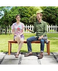 Gymax 2PCS 55'' Teak Wood Bench 3-Person Backless Seating w/ 880 Lbs Weight Capacity