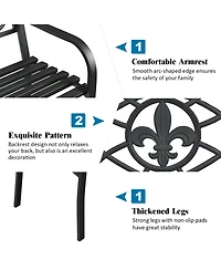 Gymax Garden Bench Loveseat Outdoor Garden Park w/ Steel Frame Backrest