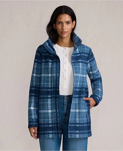 Lands' End Women's Print Boucle Fleece Coat