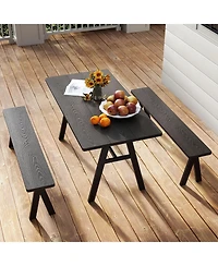 Gymax 3-Person Outdoor Bench Set of 2 w/ 800 Lbs Bearing Capacity for Garden