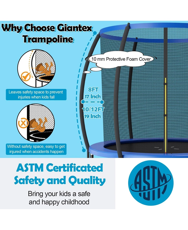 8 Feet Astm Approved Recreational Trampoline with Ladder