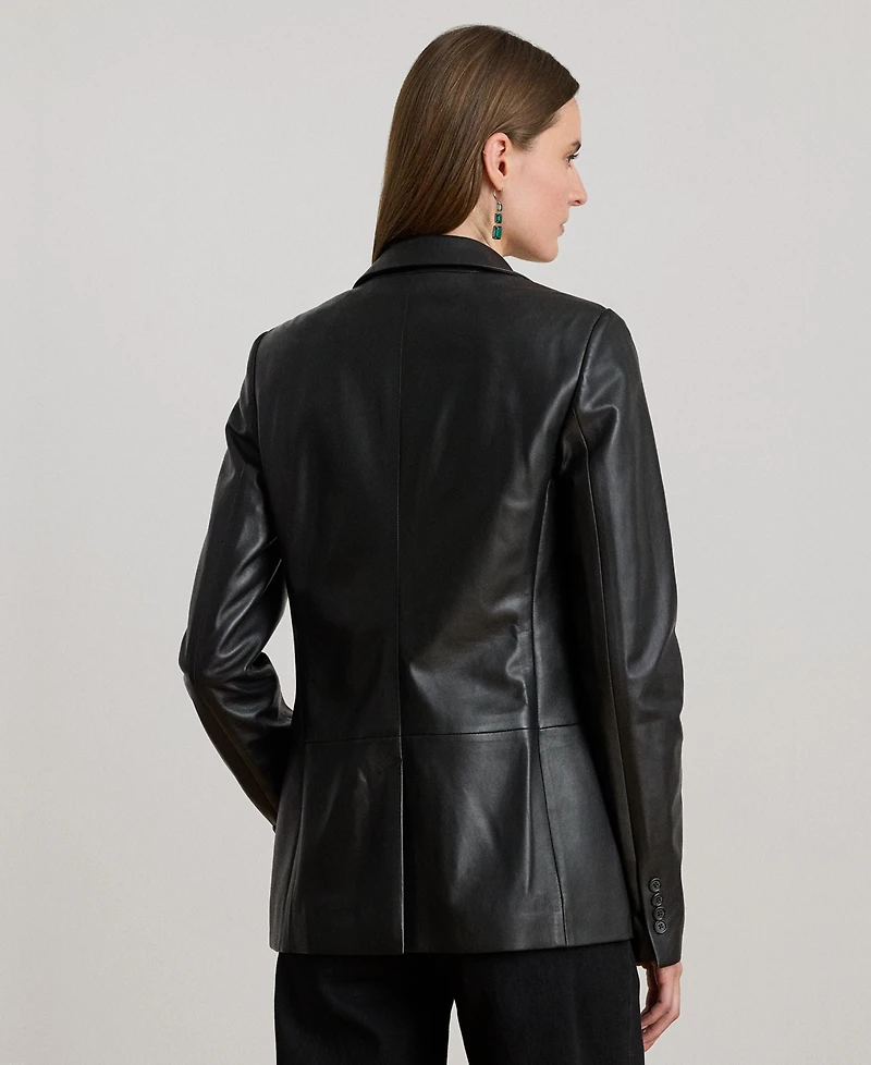 Lauren Ralph Single-Button Lambskin Blazer