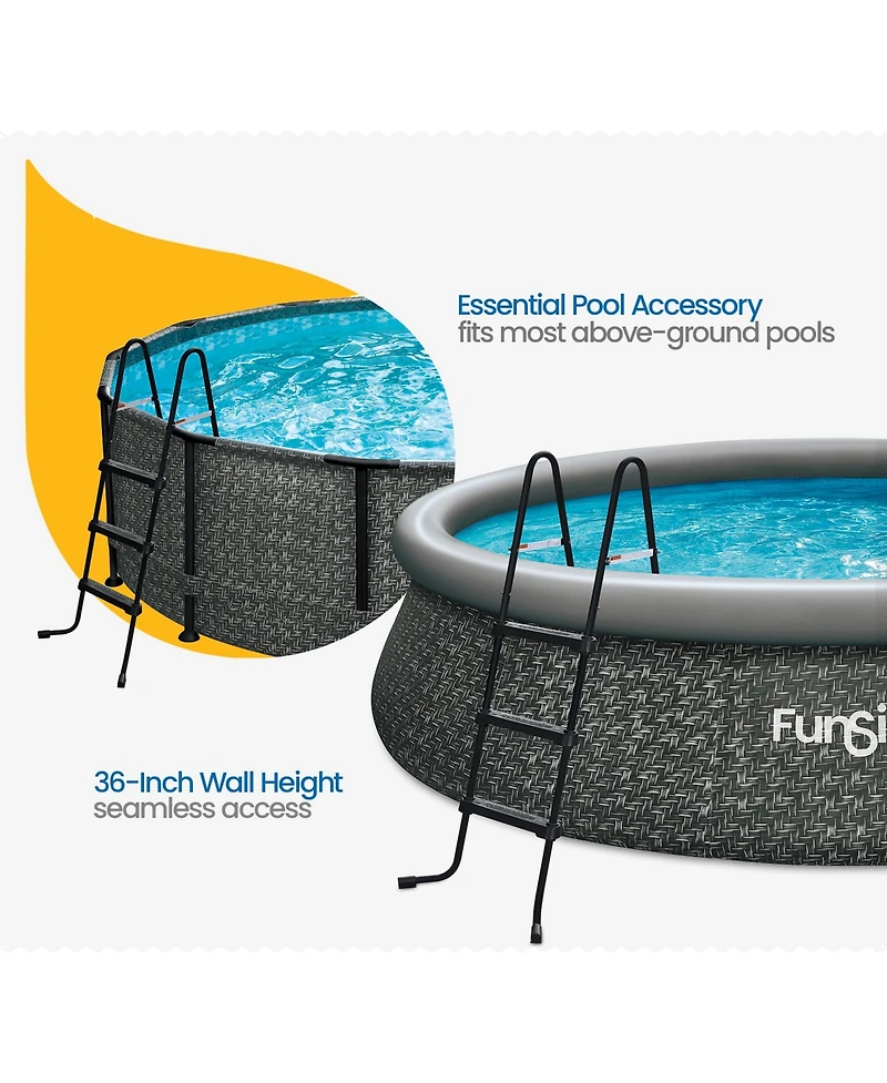Funsicle 36" SureStep 3 Stair Outdoor Above Ground Swimming Pool Ladder, Black